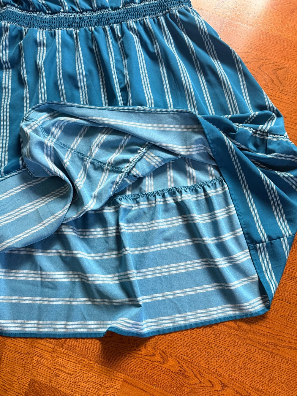 BloomChic Teal and White Striped Midi Dress - Picture 7 of 7